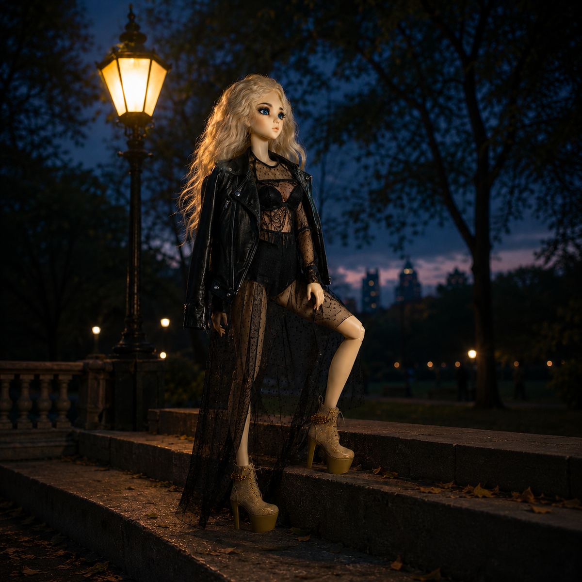 High-Heeled Boots with Chains for MiniFee